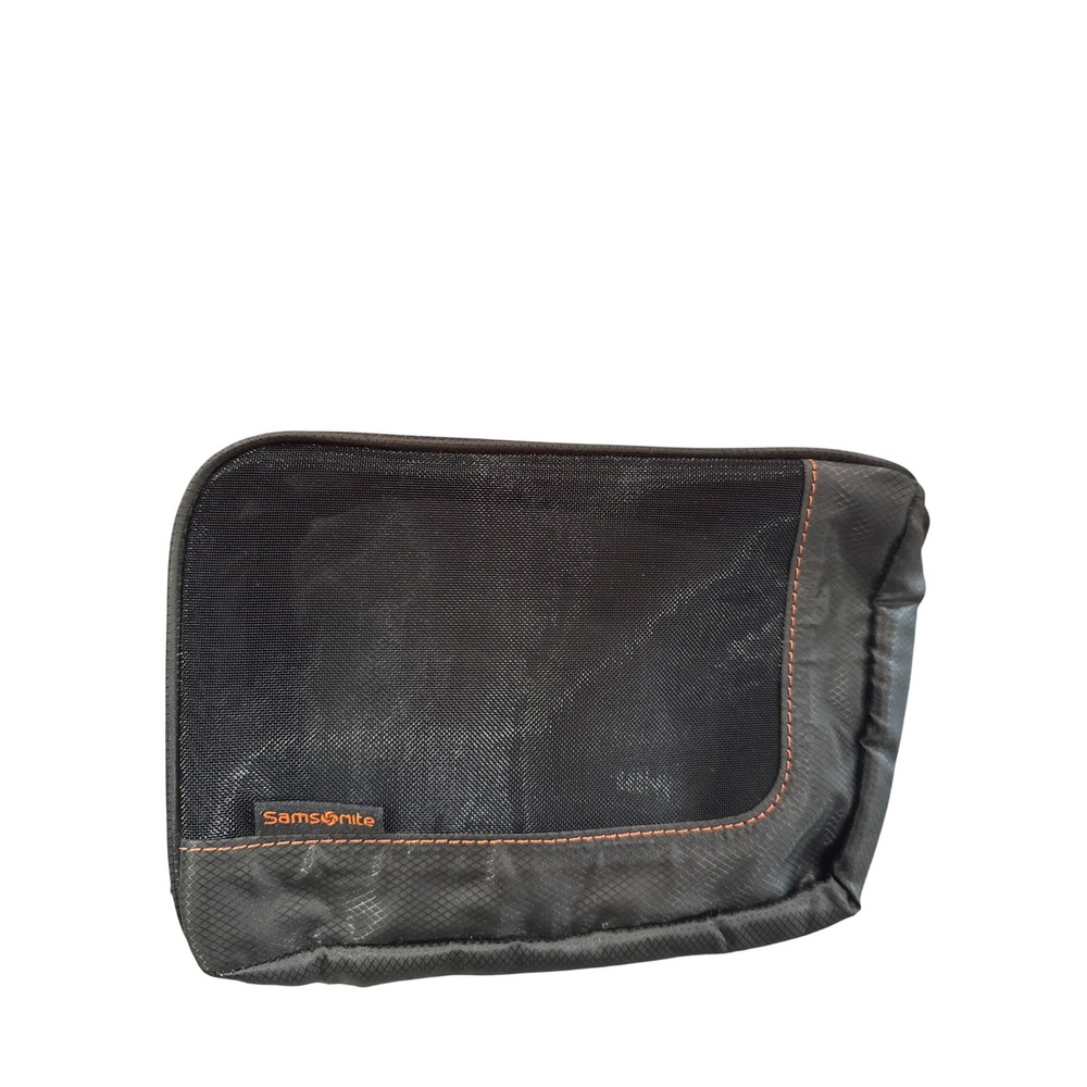 Samsonite Black Ripstop Nylon Mesh Travel Organizer Pouch Zippered Accessory Bag